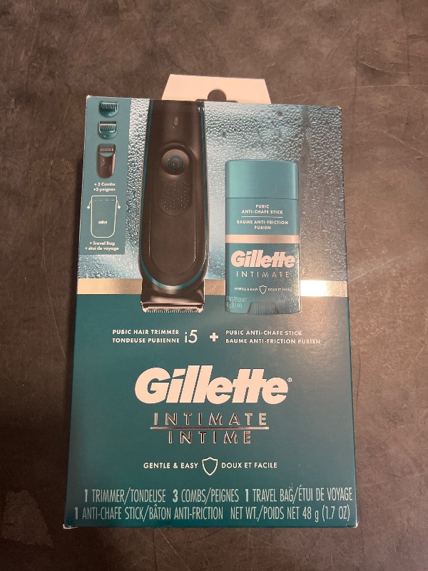 Photo 1 of Gillette Intimate Men’s Pubic Hair Trimmer, SkinFirst Pubic Hair Trimmer for Men, Waterproof, with Anti Chafe Stick