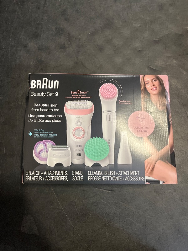 Photo 1 of Braun Epilator Silk-épil 9 9-985, Facial Hair Removal for Women, Hair Removal Device, Shaver, Cordless, Rechargeable, Wet & Dry, Facial Cleansing Brush
