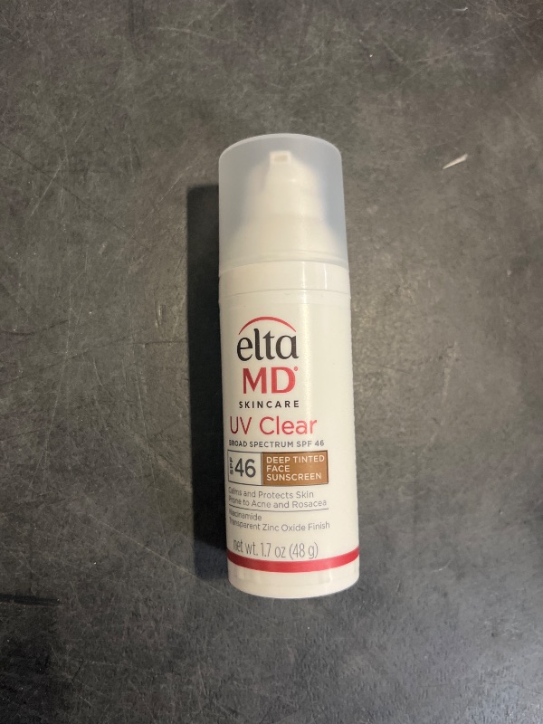 Photo 1 of EltaMD UV Clear Deep Tinted Sunscreen for Face SPF 46, With Zinc Oxide, Oil-Free, Lightweight, For Acne-Prone Sensitive Skin, Dermatologist Recommended, 1.7 oz