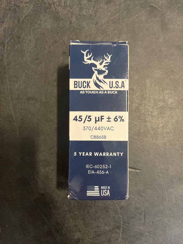 Photo 1 of Buck 45+5uF 45/5 MFD ±6% CBB65B Dual Run Round Start Capacitor - Ideal for HVAC Systems, Air Conditioner Unit Fan Motor Start, Heat Pump, & Condenser Straight Cool Applications 370/440VAC 50/60Hz