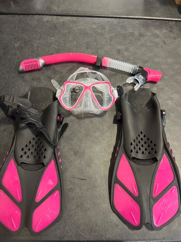 Photo 1 of Zenoplige Mask Fins Snorkel Set, Snorkeling Gear for Adults, Panoramic View Snorkel Mask Anti-Fog, Adjustable Dive Flippers, Dry Top Snorkel and Travel Bag, Scuba Gear for Swimming Snorkeling Diving