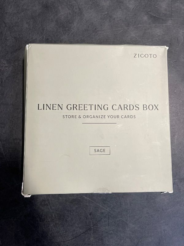 Photo 1 of ZICOTO Beautiful Greeting Card Organizer Box With Dividers - Sturdy Linen Storage Box Easily Organizes All Your Greeting Cards in Style - Cute Card Holder Safely Stores Up to 300 Small Or Large Cards