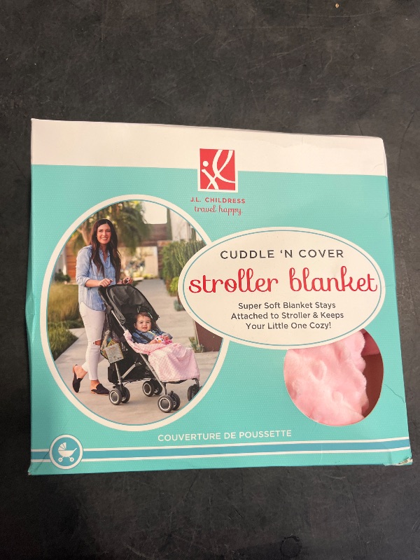 Photo 1 of J.L. Childress Cuddle 'N Cover Stroller Blanket - Silky and Minky Fabrics - Blanket Attaches to Stroller - Privacy Cover, Blanket, Sun Shade - 30" x 30" - Pink