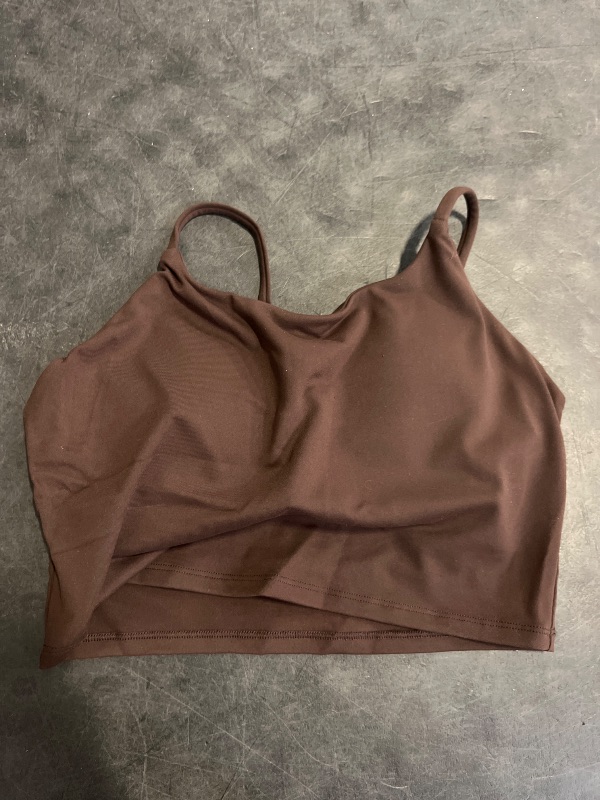 Photo 1 of (L) Meslong Women's Strappy Stretch Sports Bra Longline Yoga Tank Top Fitness Bra Workout Camisole Crop Tops for Teen Girl(Espresso,Large)