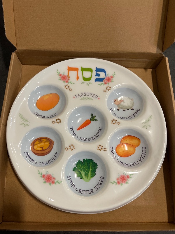 Photo 1 of Newtay 24 Pcs Passover Seder Plate Plastic 10" Disposable Plates Passover Decorations for Kids Adults Communal Seders Foods Pesach Kitchen Accessories Table Decorations