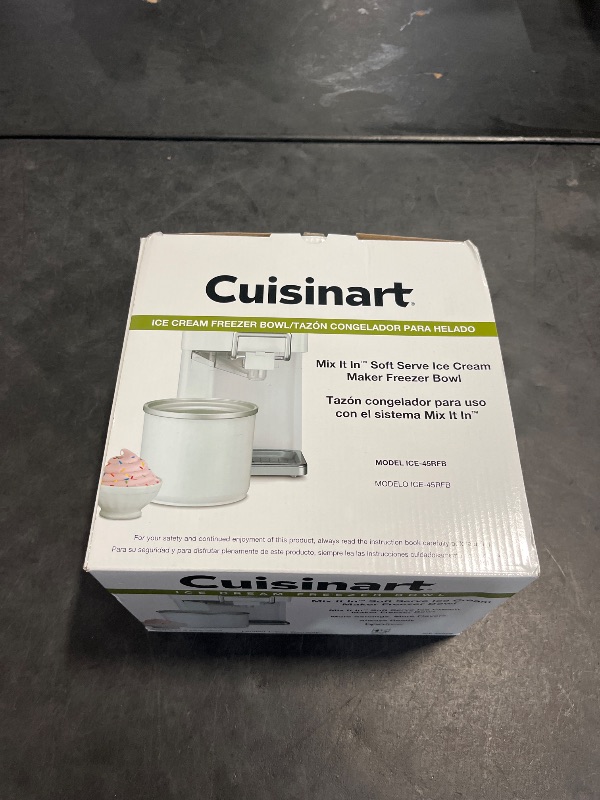 Photo 1 of Cuisinart ICE-45RFB 1-1/2-Quart Ice Cream Maker Freezer Bowl - For use with the Cuisinart ICE-45 Mix It In Soft Serve Ice Cream Maker , White