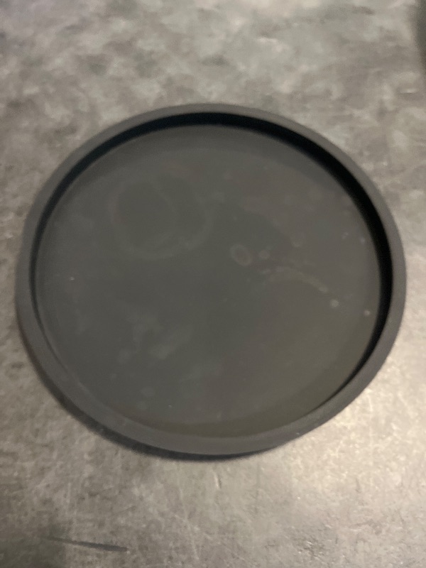Photo 1 of Silicone Bathroom Tray Round Vanity Tray Decorative Soap Holder Kitchen Countertop Organizer Coffee Table Decor for Candle, Perfume, Plant, 9 Inch, Black