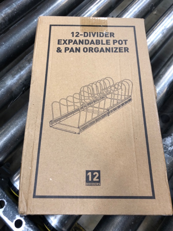 Photo 1 of MUDEELA Expandable Pots and Pans Organizer Rack under Cabinet, Pots Lid Organizer Rack for Kitchen Cabinet Organizers and Storage with 12 Adjustable Dividers and Anti-scratch Strip