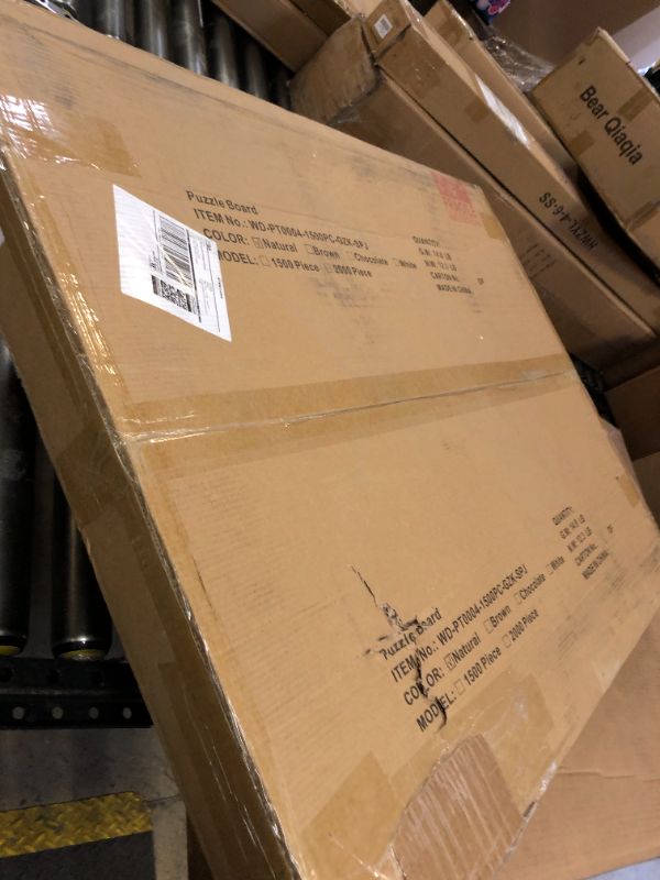 Photo 1 of YKHALLYBEE Puzzle Table 1500 Pieces Wooden Jigsaw Puzzle Board with Legs, 34.3”x 26.5” Puzzle Board with 4 Drawers and Cover, Foldable Leg Puzzle Table for Adults Natural