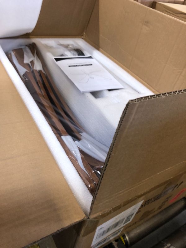 Photo 1 of Forrovenco 54 Inch Ceiling Fans with Lights Remote Control, 5 Blades Wood Ceiling Fan for Outdoor, 3 Downrods, ETL Listed, Timer, 6 Speeds Noiseless Quiet DC Motor for Patios Bedroom, Yellow Walnut