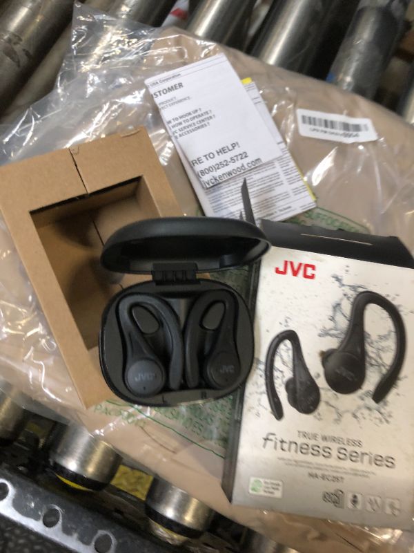 Photo 2 of JVC Sport True Wireless Earbuds Headphones, Lightweight and Compact, Long Battery Life (up to 30 Hours), Sound with Neodymium Magnet Driver, Water Resistance (IPX5) - HAEC25TB (Black), Small