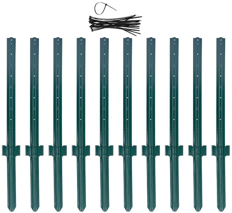 Photo 1 of  LADECH 4 Feet Sturdy Duty Metal Fence Post with 20 Zip Ties – Garden U Posts for Fencing (4 Feet - Heavy - Set 10)
