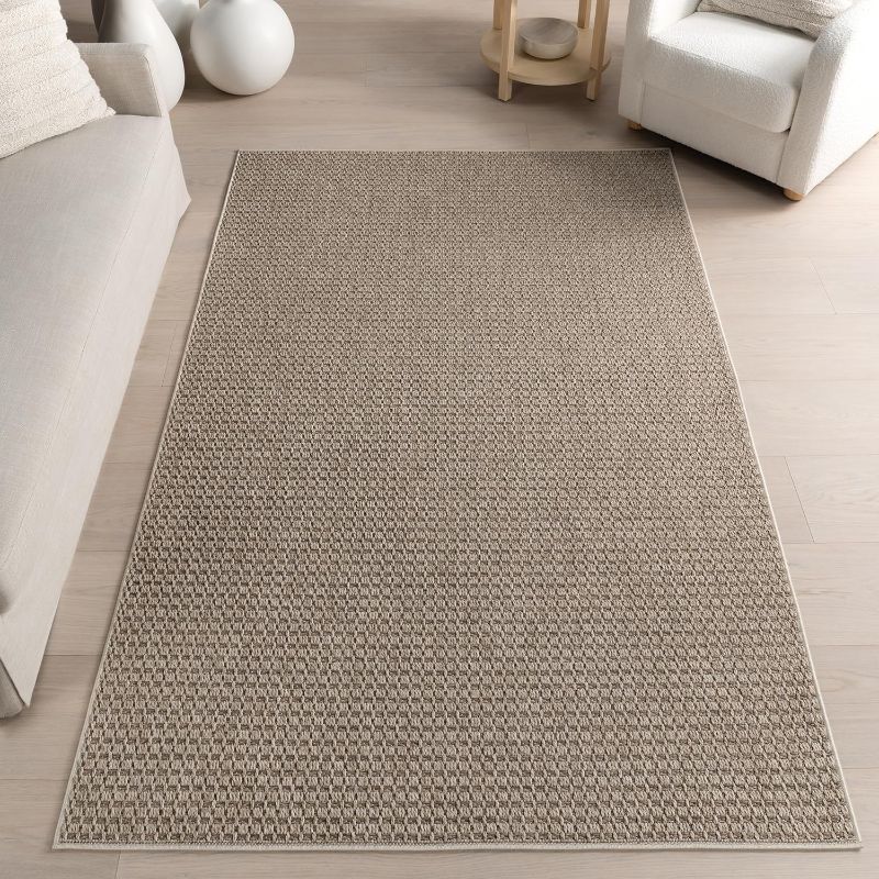 Photo 1 of nuLOOM 5' x 8' Plush Indoor/Outdoor Area Rug, UV-Resistant, Long Loop Construction, Oeko-TEX Certified, Paito, Balcony, Jazmin Neutral
