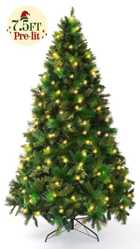 Photo 2 of **see notes**
Qunler 7.5FT Pre-lit Artificial Full Christmas Tree, Green PVC Spruce Tree with 1600 Branch Tips & 400 Warm LED Lights