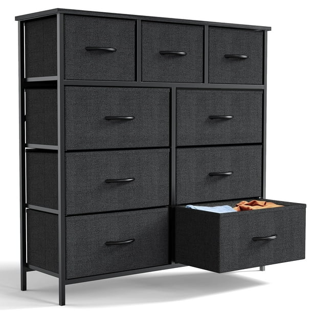 Photo 1 of angming 9 Drawer Fabric Dresser for Bedroom, Chest of Drawer Organizer Storage Cabinet for Closet, Entryway, Black