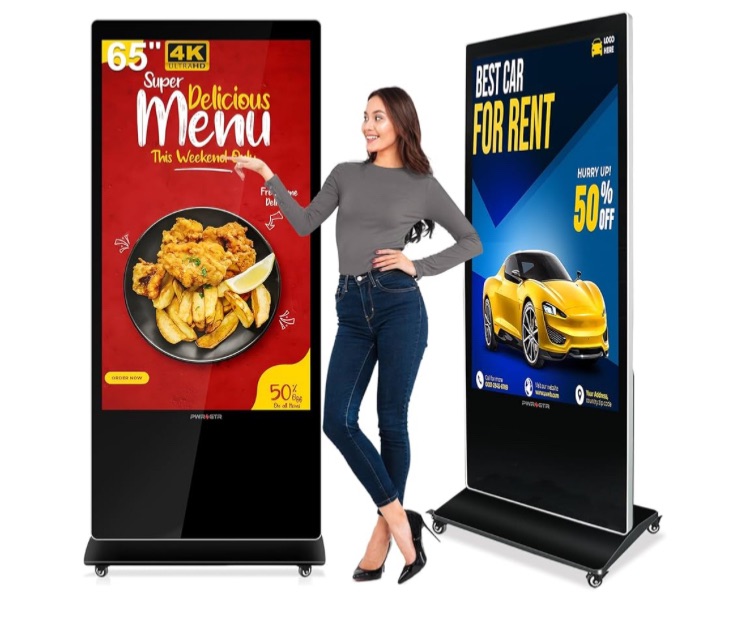 Photo 1 of 65 Inch Digital Signage Display, 4K UHD G+G Capacitive Touch Panel Floor Standing Advertising Screen Commercial LCD Totem Interactive Kiosk with USB/HDMI-in, Android 11 (4+64GB)