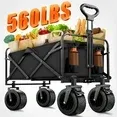 Photo 1 of **see notes**
Collapsible Folding Wagon Cart, 560lbs Large Capacity Garden Wagon, 155L Heavy Duty Utility Foldable Beach Cart with All-Terrain Wheels for Camping, Shopping, Sports, Grocery, Black
