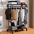 Photo 1 of ***Missing parts***Flngr Clothes Rack, Hanging Clothes with Shelves,Black
