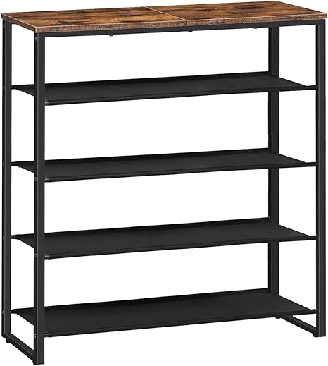 Photo 1 of ***PARTS ONLY***
HOOBRO Shoe Rack, 5 Tier Shoe Storage Organizer with 4 Oxford Fabric Shelves and Top Panel, Holds 16-20 Pairs of Shoes, for Entryway and Closet, Industrial, Rustic Brown BF50XJ01
