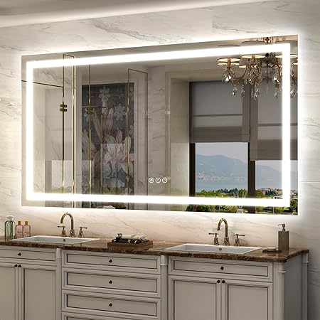 Photo 1 of 66x36 LED Lighted Mirror for Bathroom Wall Mounted, Dimmable Vanity Mirror with Lights, Anti-Fog, ETL Listed (Backlit and Front Lighted)
