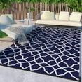 Photo 1 of DEORAB 9'x12' Outdoor Rugs Reversible Plastic Straw Patio Outside Clearance Carpet Camping RV Mats,Blue&White
