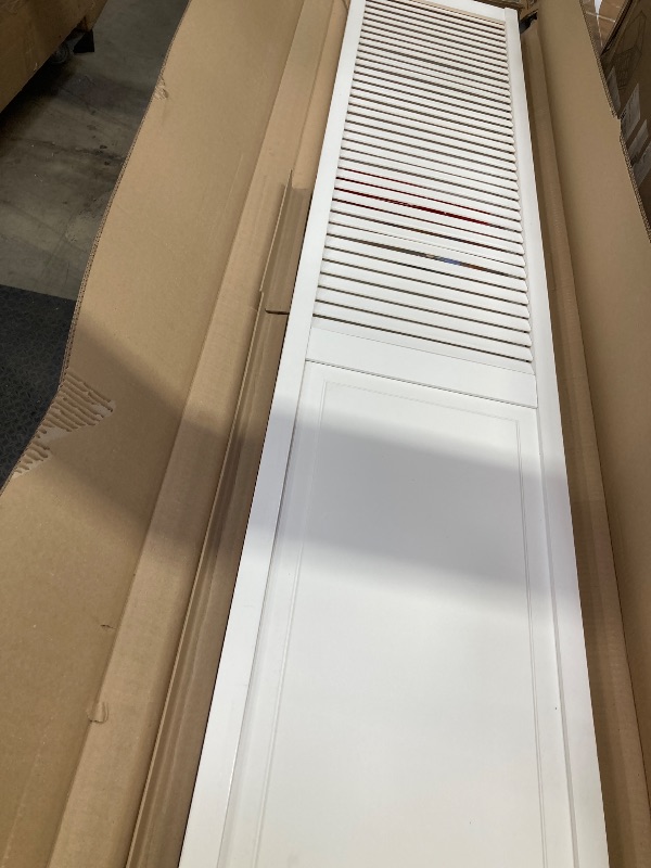 Photo 2 of 12 in. x 31 in. Louvered Vinyl Exterior Shutters Pair in White
