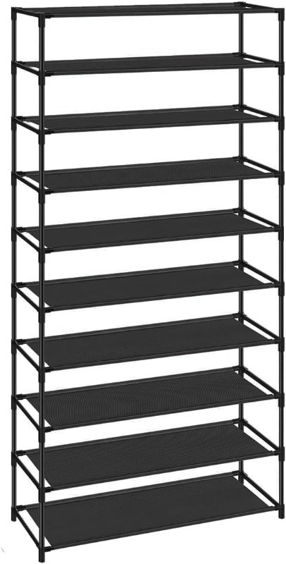 Photo 1 of 10 Tier 40 Pairs Shoe Rack, Stackable Sturdy Shoe Shelf, Tall Shoe Rack Organizer with Stainless Steel Frame (24.5 x 12 x 61.4) (L x W x H)