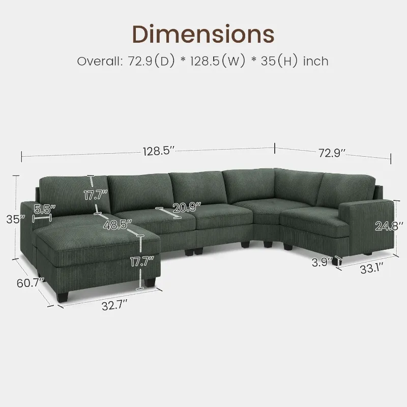 Photo 1 of 87" Corduroy Sofa,3 Seater Sofa with Extra Deep Seats,Neche Comfy Upholstered Couch for Living Room,2 Pillows,Green
