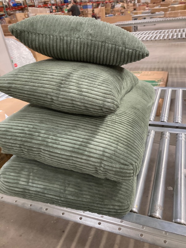 Photo 1 of 87" Corduroy Sofa,3 Seater Sofa with Extra Deep Seats,Neche Comfy Upholstered Couch for Living Room,2 Pillows,Green
