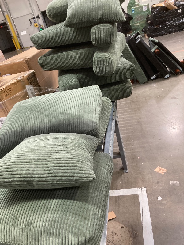 Photo 1 of 87" Corduroy Sofa,3 Seater Sofa with Extra Deep Seats,Neche Comfy Upholstered Couch for Living Room,2 Pillows,Green
