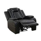 Photo 1 of 37.5 in. W Black Faux Leather Power Recliner


