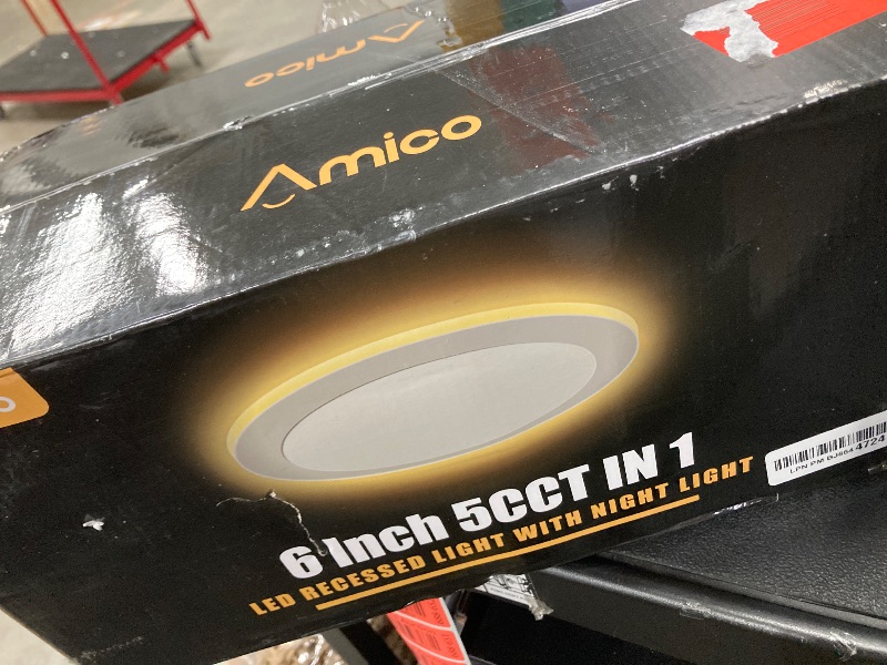 Photo 2 of Amico 12 Pack 6 Inch 5CCT LED Recessed Ceiling Light with Night Light, 2700K/3000K/3500K/4000K/5000K Selectable Ultra-Thin Lighting, 12W=110W, 1100LM, Dimmable Canless Wafer Downlight ETL&FCC