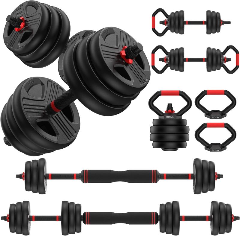 Photo 1 of Adjustable dumbbell set,20/35/45/55/70/90lbs Free Weights set with upgraded nut, 4 in 1 Weight Set Used as Kettlebells, Barbell, Push up Stand, Fitness Exercise for Home Gym Suitable Men/Women