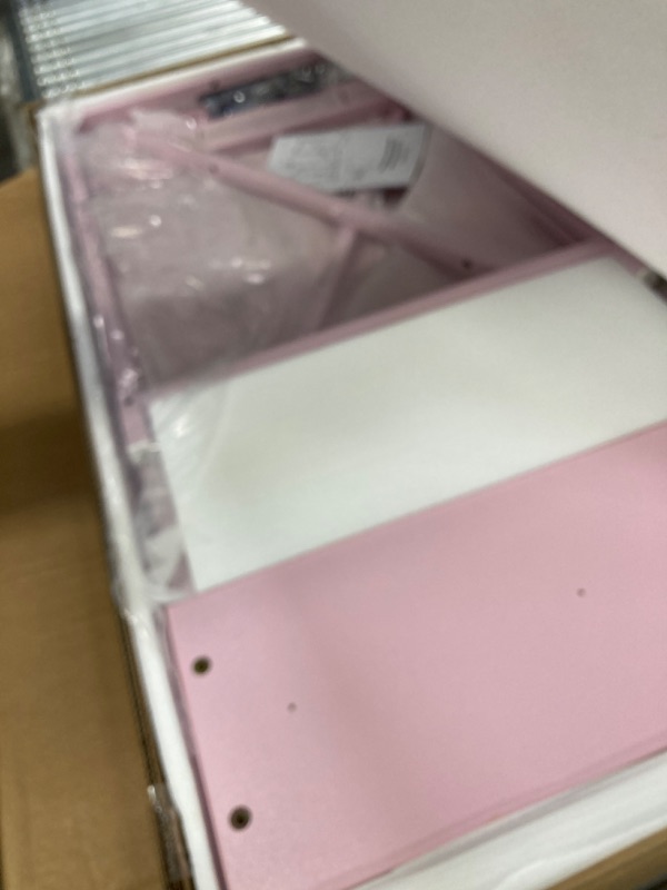 Photo 1 of Eunon 44 inch Gaming Computer Desk with LED Lights, Reversible 4 Tier Storage Shelves & Drawer,Pink