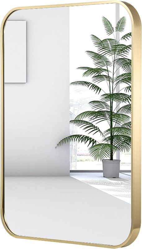 Photo 1 of 
JENBELY 22x30 Inch Gold Bathroom Mirror, Brushed Brass Gold Metal Framed Rectangular Mirror with...