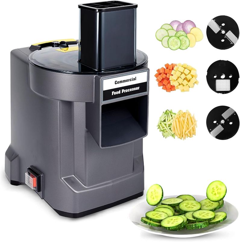 Photo 1 of 3 in 1 Commercial Vegetable Dicer Chopper,Multifunctional Food Processor, Electric Potato Cutter Automatic Onion Slicer& Shredder with 3 Blades