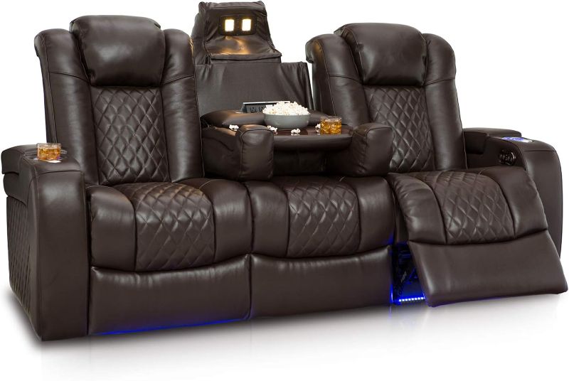 Photo 1 of **see notes**
 ==similar=Seatcraft Anthem Home Theater Seating Living Room - Italian Leather - Power Recline Sofa - Fold-Down Table - Powered Headrests - Arm Storage - AC/USB and Wireless Charging - Cup Holders, Brown