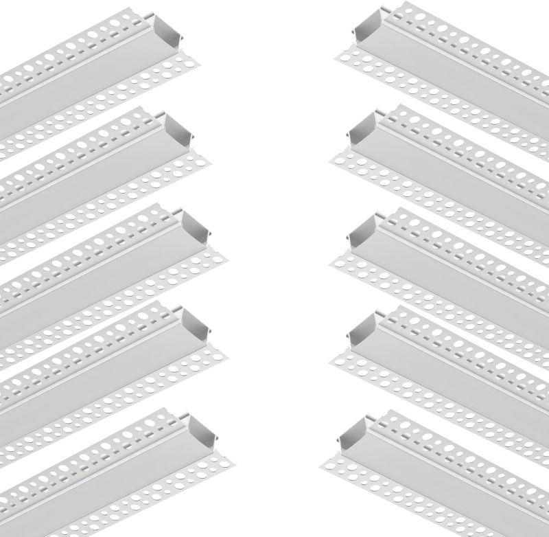 Photo 1 of 10Pack 6.6FT/2 Meter Plaster in LED Channel,Drywall LED Strip Light Channel,Trimless Recessed Mud in LED Channel for 20mm Width LED Strip