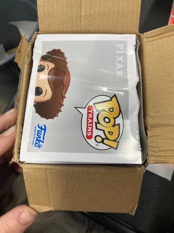 Photo 2 of ** BOX IS DENTED*** Funko Pop! Train: Disney 100 - Woody on Luxo Ball, Woody, Amazon Exclusive 