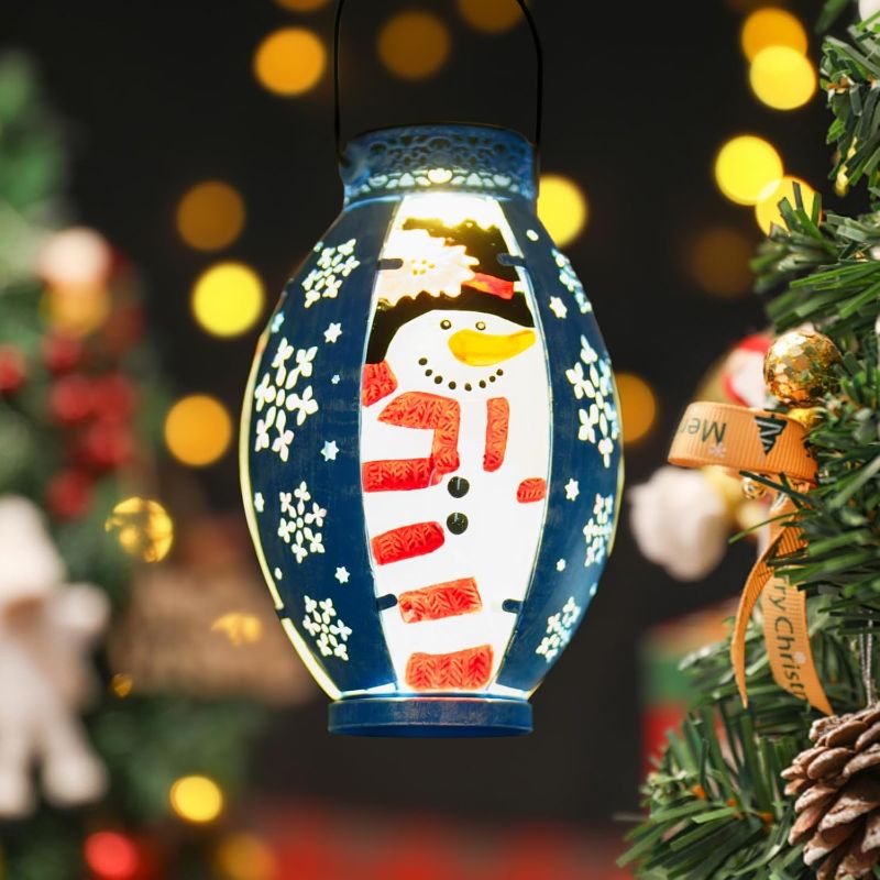 Photo 1 of Christmas Solar Lanterns Outdoor Hanging Light - Cardinal Solar Powered LED Glass Lights Decorative Waterproof Tabletop Lamp with Hollowed-Out Design for Yard Table Patio Garden Pathway Holiday