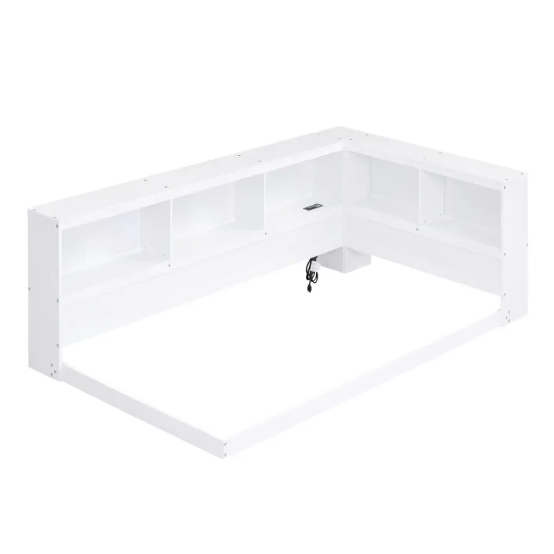 Photo 1 of ((BOX 2 OF 2 ONLY )) ZNTS Wood Twin Size Daybed with Storage Cabinets and USB Ports, White WF307749AAK
