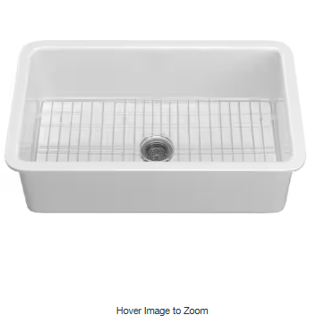 Photo 1 of 27 in. Drop-In/Undermount Single Bowl Farmhouse Fireclay Kitchen Sink Dual Mount with Bottom Grids and Strainer in White


