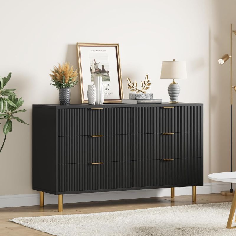 Photo 1 of *see notes*
IDEALHOUSE Black
IDEALHOUSE Black 6 Drawer Dresser for Bedroom, 56” Wide Wood Dresser Organizer with Metal Legs, Modern Chest of Drawers for Bedroom, Hallway, Home Office
