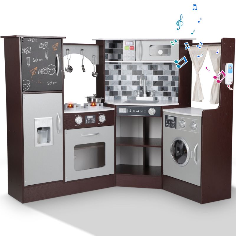 Photo 1 of 


Flash Deal
Visit the iYofe Store
iYofe Corner Play Kitchen, Espresso Kids Kitchen Playset with Lights & Sounds, Play Phone and Curtains, Wooden Kitchen Toys for Ages 3-5 Boys Girls