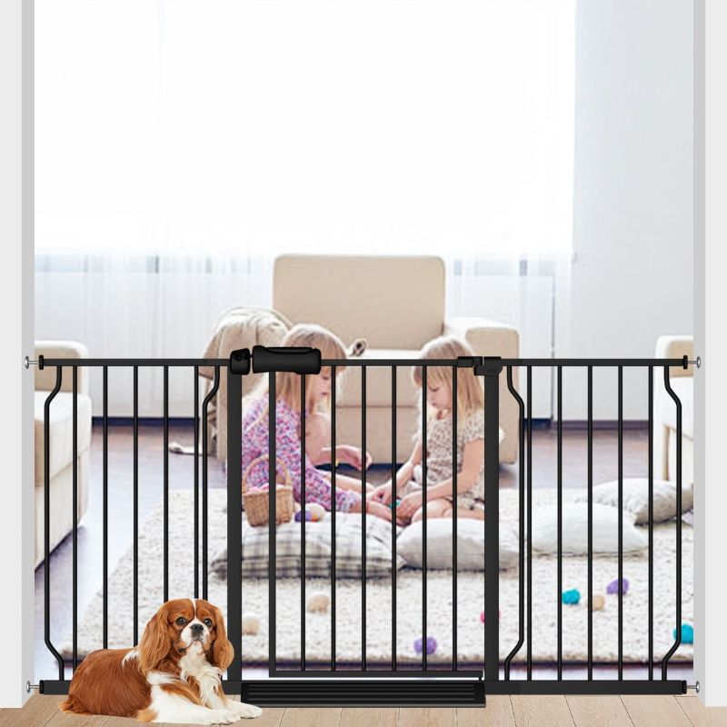 Photo 1 of **A FEW BENTS IN THE DOOR****Fairy Baby Extra Wide Baby Safety Gate 57.02"-66.02", Pressure Mounted Child Gate in Black Metal