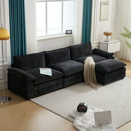 Photo 1 of ==3 box==Ktaxon 120 W Sectional Sofa Modern Convertible Couch with Double Seat Cushions L Shaped Sofa with Reversible Chaise Chenille Fabric Sofa Set with 3