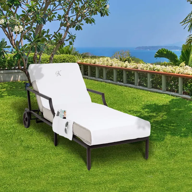 Photo 1 of Authentic Hotel and Spa Personalized Standard Size Chaise Lounge Cover with Side Pockets
