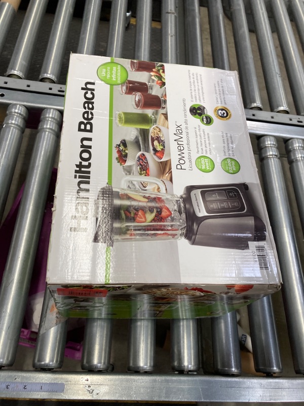 Photo 1 of Hamilton Beach PowerMax Professional-Performance Blender for Shakes and Smoothies, Puree and Ice Crush, 48oz BPA-Free Glass Jar, 1680 Watts, Stainless Steel Blades (58600) GREY