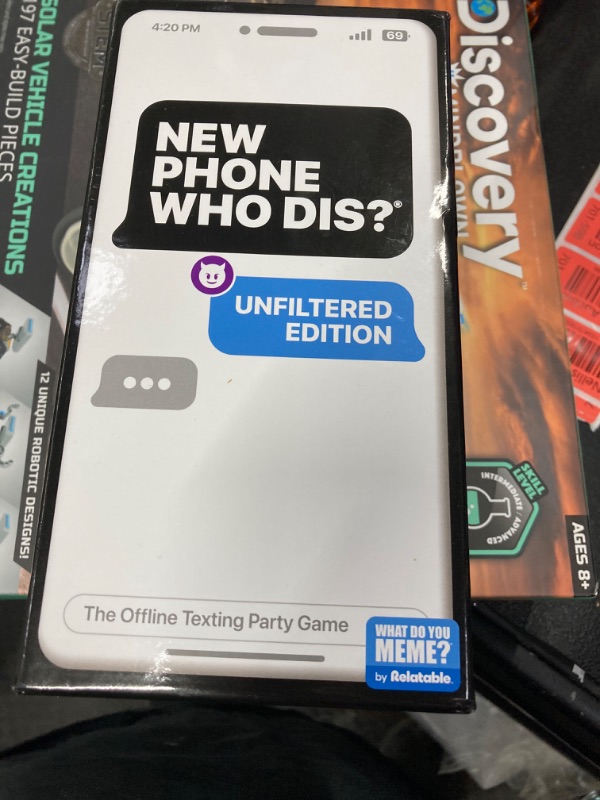 Photo 2 of ***some cards damaged and missing*** New Phone, Who Dis? by Relatable, The Offline Text Message Party Game, All New Updated Content, Card Games for Adults, Viral Party Game, Game Night Games, Includes 100 Inbox Cards and 300 Reply Cards