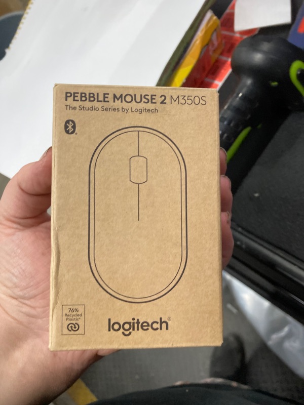 Photo 1 of Logitech Pebble Mouse 2 M350s Slim Bluetooth Wireless Mouse, Portable, Lightweight, Customizable Button, Quiet Clicks, Easy-Switch for Windows, macOS, iPadOS, Android, Chrome OS - Black